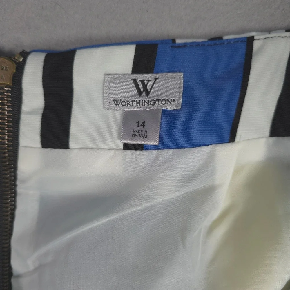 Worthington Pencil Skirt Geometric Print Career Wear‎ Modern Mod Size 14
